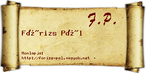 Fórizs Pál névjegykártya