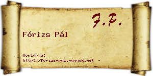 Fórizs Pál névjegykártya