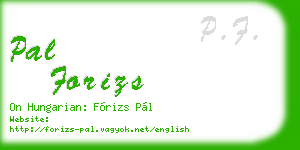 pal forizs business card