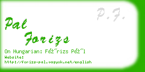 pal forizs business card